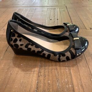 Cole Haan Air Monica Calf Fur Hair Classic Pump Heel Cheetah Bow Slip On Women 7